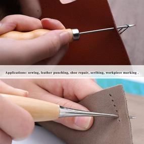 img 2 attached to 🧵 Ultimate Upholstery Repair Stitching Kit: Complete Leather Repair Set for Beginners & Pros - Sewing Awl, Chisels, Waxed Thread, Needles, Craft Tool Kit