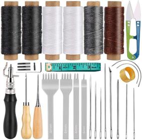 img 4 attached to 🧵 Ultimate Upholstery Repair Stitching Kit: Complete Leather Repair Set for Beginners & Pros - Sewing Awl, Chisels, Waxed Thread, Needles, Craft Tool Kit