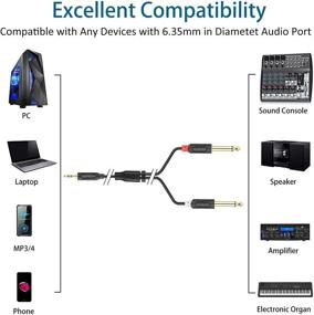 img 1 attached to 🎧 J&D 3.5 мм TRS мужской разъем на двойной 6,35 мм TS мужской моно-стерео разветвительный кабель | Золотой покрытый серия Audiowave | Усилители, Микшеры, Аудио Записывающее Устройство | Золотая покрытая медная оболочка.