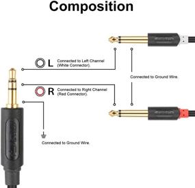 img 3 attached to 🎧 J&D 3.5 мм TRS мужской разъем на двойной 6,35 мм TS мужской моно-стерео разветвительный кабель | Золотой покрытый серия Audiowave | Усилители, Микшеры, Аудио Записывающее Устройство | Золотая покрытая медная оболочка.