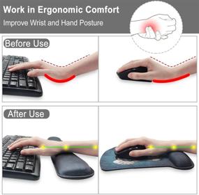 img 1 attached to 🖱️ HOMKUMY Ergonomic Mouse Pad and Keyboard Wrist Rest Set, Memory Foam Cushion with Non-Slip Base – Easy Typing and Pain Relief for Computer Laptop (Ink Marble)