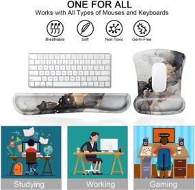 img 3 attached to 🖱️ HOMKUMY Ergonomic Mouse Pad and Keyboard Wrist Rest Set, Memory Foam Cushion with Non-Slip Base – Easy Typing and Pain Relief for Computer Laptop (Ink Marble)