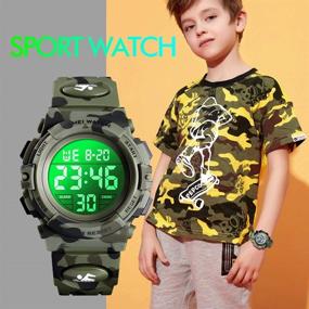 img 3 attached to 🎁 eYotto Kids Digital Sports Watch - Waterproof, 7-Color LED Backlight, Multifunctional Wristwatch for Boys and Girls - Best Toy for Christmas and Birthday Gifts