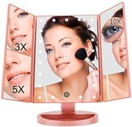 💄 fascinate trifold led makeup mirror - enhance your beauty with 21 led lights and multiple magnifications in rose gold logo