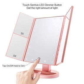 img 2 attached to 💄 FASCINATE Trifold LED Makeup Mirror - Enhance your Beauty with 21 LED Lights and Multiple Magnifications in Rose Gold