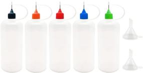 img 4 attached to 5pcs Precision Tip Applicator Bottles, 4 Ounce Translucent Glue Bottles with 5 Colored Tips for DIY Quilling Tools Craft Art Project Painting – Includes 2 Funnels