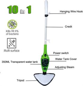 img 2 attached to 🌿 10-in-1 Detachable Handheld Steam Mop & Cleaner for Hardwood, Laminate Floors, Tiles, Carpet - 1300W Multifunction Steamer for Home & Kitchen (Green)