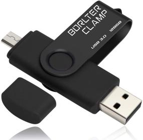 img 4 attached to BorlterClamp 128 ГБ USB 3.0 флеш-накопитель: два порта OTG для смартфона, планшета и компьютера на базе Android (черный)