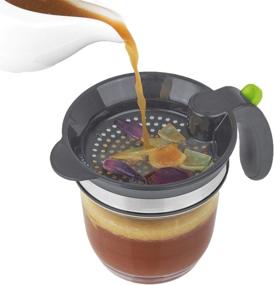 img 2 attached to 🍲 IVYHOME 4 Cups Plastic Fat Separator: Bottom Release, Gravy Grease & Soup Oil Separator Measuring Cup. FREE Garlic Press included!