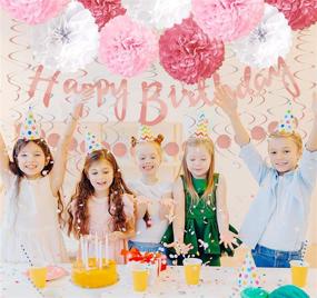 img 2 attached to 🎉 Birthday Party Decorations in Pink Rose Gold: Happy Birthday Banner, Paper Pompoms, Circle Dots Garland, Tassels, and Hanging Swirls to Elevate Women and Girls Birthday Party Supplies