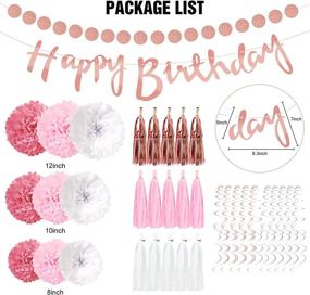 img 3 attached to 🎉 Birthday Party Decorations in Pink Rose Gold: Happy Birthday Banner, Paper Pompoms, Circle Dots Garland, Tassels, and Hanging Swirls to Elevate Women and Girls Birthday Party Supplies