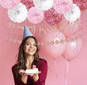 img 1 attached to 🎉 Birthday Party Decorations in Pink Rose Gold: Happy Birthday Banner, Paper Pompoms, Circle Dots Garland, Tassels, and Hanging Swirls to Elevate Women and Girls Birthday Party Supplies