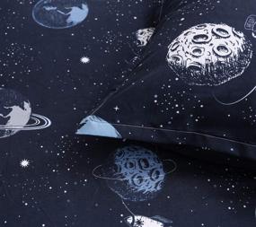 img 1 attached to Mengersi Star Galaxy Bed Sheet Set - Kids Boys Girls Bed Sheets - Extra Soft Star Wars Sheet 🌌 Sets - Deep Pocket - 1 Fitted Sheet, 1 Flat Sheet, 2 Pillowcases - 4 Piece (Full Size, Dark Blue)