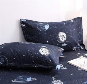img 2 attached to Mengersi Star Galaxy Bed Sheet Set - Kids Boys Girls Bed Sheets - Extra Soft Star Wars Sheet 🌌 Sets - Deep Pocket - 1 Fitted Sheet, 1 Flat Sheet, 2 Pillowcases - 4 Piece (Full Size, Dark Blue)