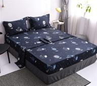 mengersi star galaxy bed sheet set - kids boys girls bed sheets - extra soft star wars sheet 🌌 sets - deep pocket - 1 fitted sheet, 1 flat sheet, 2 pillowcases - 4 piece (full size, dark blue) logo