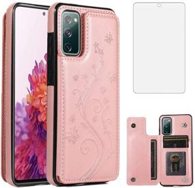 img 4 attached to Phone Case For Samsung Galaxy S20 FE 5G/S20 Fan Edition With Tempered Glass Screen Protector Card Holder Wallet Cover Stand Flip Leather Accessories Glaxay S20FE S 20FE FEcases 2020 Women Rose Gold