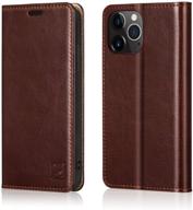 💼 belemay iphone 12 pro max wallet case - genuine cowhide leather, rfid blocking, brown logo