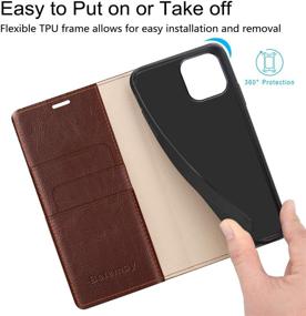 img 1 attached to 💼 Belemay iPhone 12 Pro Max Wallet Case - Genuine Cowhide Leather, RFID Blocking, Brown