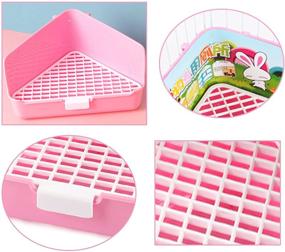 img 3 attached to 🐹 Tfwadmx Guinea Pig Litter Box: Small Animal Corner Tray for Cage - Potty Training Toilet for Rabbits, Ferrets, Rats, Chinchillas, Hedgehogs & More - Pink (3Pcs)