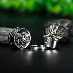 img 3 attached to 🦕 TBOSEN Silver Screw Fit Dinosaur Skull Ear Plugs: Stretchers & Gauges (2pcs)