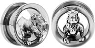 🦕 tbosen silver screw fit dinosaur skull ear plugs: stretchers & gauges (2pcs) logo