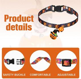 img 2 attached to 🎃 Saintrygo 3-Piece Halloween Cat Collar Set: Breakaway Design, Bell, and Detachable Charm – Adjustable, Cute Pumpkin and Fishbone Design for Kitty Costume Fun!