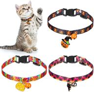 🎃 saintrygo 3-piece halloween cat collar set: breakaway design, bell, and detachable charm – adjustable, cute pumpkin and fishbone design for kitty costume fun! logo