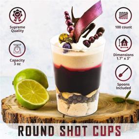 img 1 attached to 🥃 Clear Plastic Round Shot Cups - 3oz - 100 Count with Spoons - Straight Wall Shot Glasses - Mini Cup for Desserts, Tastings, Parties - Disposable or Reusable Drink Shot Tumblers - Party Shooters