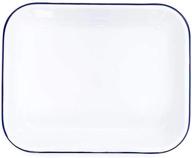 vintage white/blue enamelware large open roaster: 13 x 10 inches - classic & stylish cookware logo