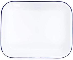 img 2 attached to Vintage White/Blue Enamelware Large Open Roaster: 13 x 10 Inches - Classic & Stylish Cookware