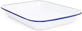 img 1 attached to Vintage White/Blue Enamelware Large Open Roaster: 13 x 10 Inches - Classic & Stylish Cookware