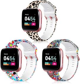 img 4 attached to 📱 ZEROFIRE Patterned Replacement Wristbands for Fitbit Versa Series - Compatible with Versa, Versa 2, and Versa Lite Edition - Soft Silicone Fadeless Printed Straps for Women and Men