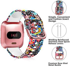img 3 attached to 📱 ZEROFIRE Patterned Replacement Wristbands for Fitbit Versa Series - Compatible with Versa, Versa 2, and Versa Lite Edition - Soft Silicone Fadeless Printed Straps for Women and Men