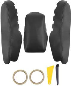 img 4 attached to 🚗 Превосходные кожаные чехлы для подлокотника автомобиля AutoGood для Honda Civic 2016-2020 - черные с чернои полосой.