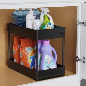 img 3 attached to Efficient and Versatile: 2 Tier Under Sink Organizer for Bathroom and Kitchen Storage - Efuytech Multi-purpose Shelf Rack and Collection Baskets