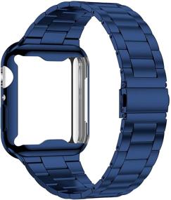 img 4 attached to Wolait Apple Watch Band 42mm 44mm 38mm 40mm - Upgraded Business Stainless Steel Band with Case and Screen Protector Cover for iWatch Series 6/SE Series 5/4/3/2/1