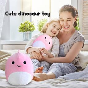 img 2 attached to FURIENIDE 7.8 Inch Cute Cartoon Dinosaur Plush Toy - Soft Pillow and Lumbar Back Cushion - Birthday Gifts (Pink)