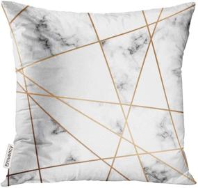 img 4 attached to 🔲 Gray Stone Marble Design Throw Pillow Cover with Golden Geometric Lines | Modern Luxurious Block Decorative Pillow Case | Home Decor Square 20x20 Inches Pillowcase