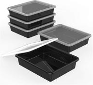 📦 storex letter size flat storage tray - non-snap lid organizer bin, 5-pack - ideal for classroom, office, and home - black (62535u05c) логотип