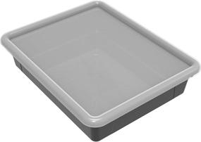 img 2 attached to 📦 Storex Letter Size Flat Storage Tray - Non-Snap Lid Organizer Bin, 5-Pack - Ideal for Classroom, Office, and Home - Black (62535U05C)