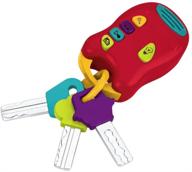 игрушечные ключи battat - мини-фонарик - пульт управления с 4 веселыми звуками - световые и звуковые ключи для младенца, малыша - игрушечные автоключи - от 6 месяцев и старше, красный, 6 x 1.25 x 7.5 дюйма. логотип