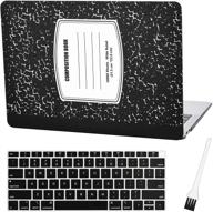 macbook air 13 inch case a1932: matte rubberized hard shell cover sleeve (2020 2019 2018 release, touch id) with keyboard cover and dust brush - notebook pattern-black logo