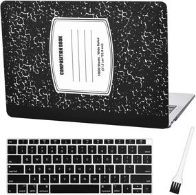 img 4 attached to MacBook Air 13 Inch Case A1932: Matte Rubberized Hard Shell Cover Sleeve (2020 2019 2018 Release, Touch ID) with Keyboard Cover and Dust Brush - Notebook Pattern-Black