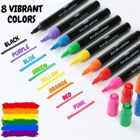 img 4 attached to 🎨 Mr. Pen Acrylic Paint Marker Pens - 8 Colors for Rock, Glass, Wood, Ceramic, Fabric, Canvas, Mugs, Scrapbooking, Rock Art, Glass Painting Supplies