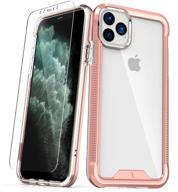 📱 zizo ion series iphone 11 pro max case - military grade drop tested + tempered glass screen protector - rose gold/clear logo