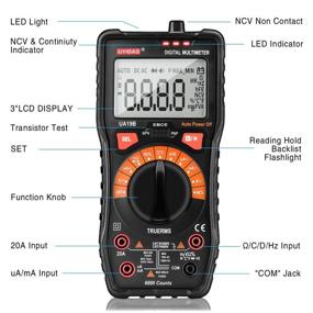 img 1 attached to 🔧 UYIGAO Digital Multimeter TRMS 6000 Counts: Accurate Auto Ranging Multimeter Tester for Lab, Home, School - 20 Amp Voltmeter Ohmmeter AC/DC Voltage, Resistance, Diode, Capacitance, Continuity - 3" LCD Screen