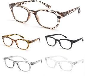 img 4 attached to 👓 BLS BLUES Blue Light Blocking Reading Glasses for Women/Men: 5-Pack Computer Readers for Anti Migraine & Eye Strain, Blocker Eyewear (Leopard/Tortoise/Black/Grey/Clear, 1.5)