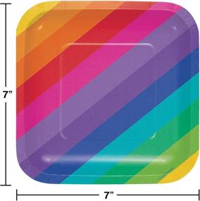 img 1 attached to 🌈 Luncheon Square Dessert Plates, Rainbow - 8 Count, 7-Inch Size