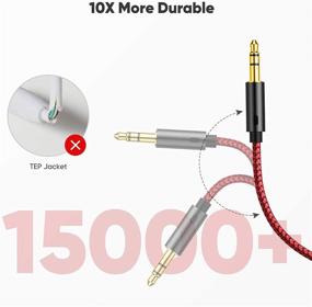 img 1 attached to 🎧 2 Пары AUX Кабель, Oldboytech Hi-Fi Звук 3.5mm Нейлоновый Плетеный Аудиокабель [1.48 футов/45 см] для автомобиля, стерео, колонок, iPod, iPad, наушников и многого другого (красный)