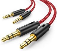 🎧 2 пары aux кабель, oldboytech hi-fi звук 3.5mm нейлоновый плетеный аудиокабель [1.48 футов/45 см] для автомобиля, стерео, колонок, ipod, ipad, наушников и многого другого (красный) логотип